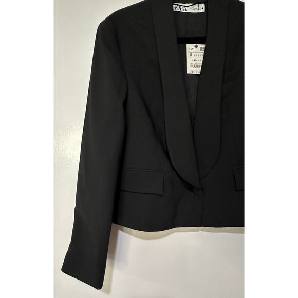 Zara Women's Black Blazer Size Small NWT Wool Polyester Blend Dressy - Picture 4 of 13
